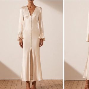 BNWT LA LUNE FRILL CUFF BIAS MIDI DRESS